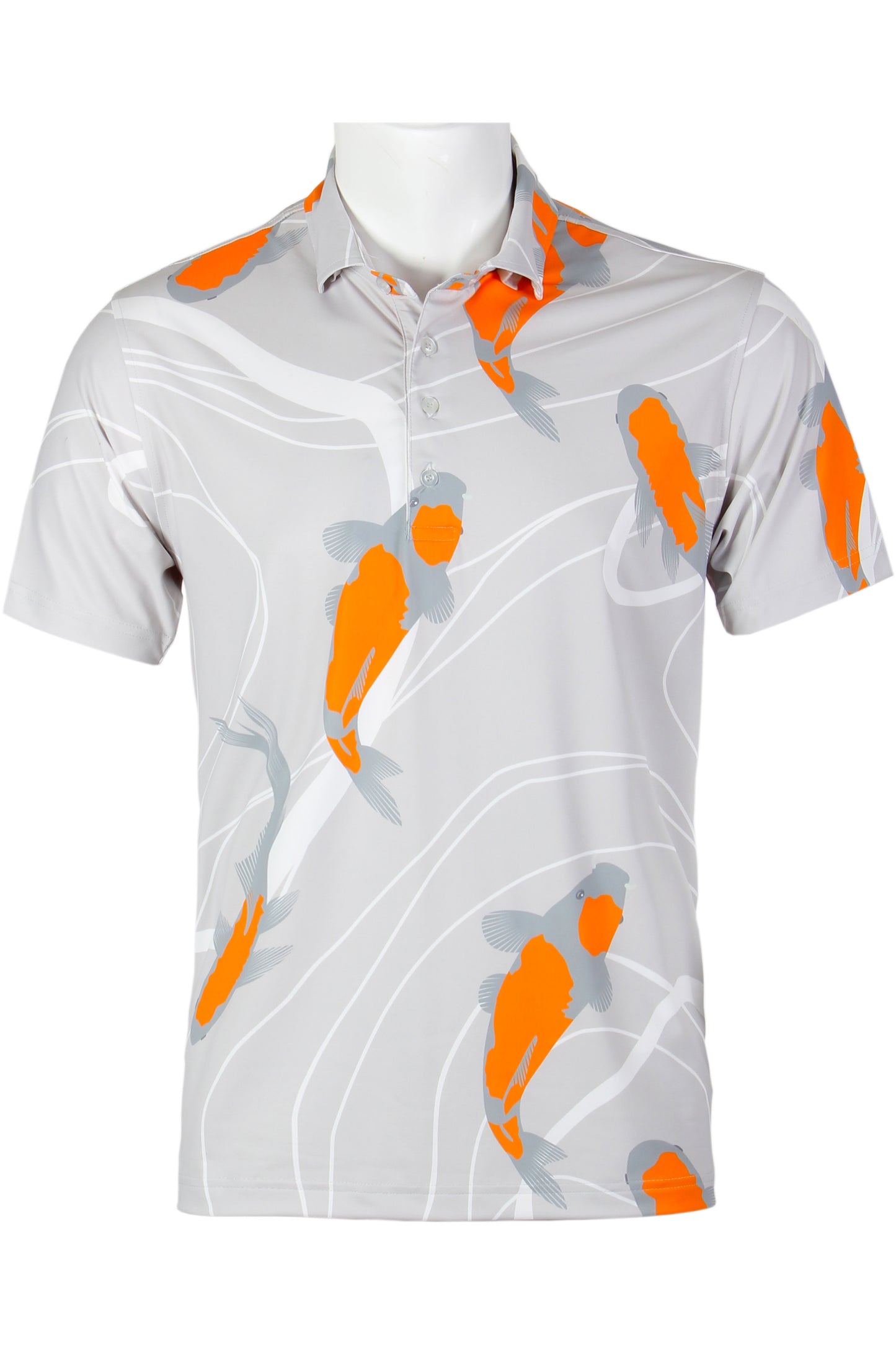 Koi-Gray and Orange Polo