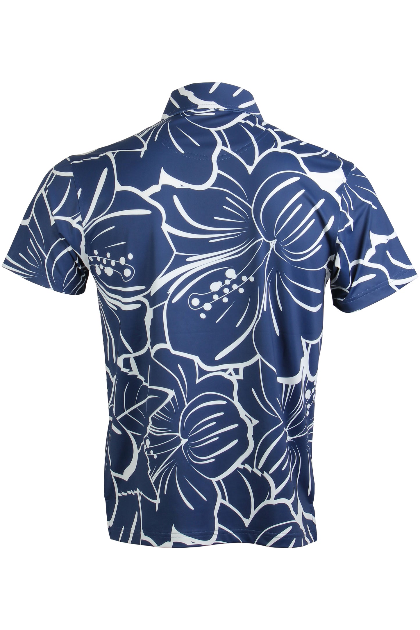 Navy and White Big Hibiscus Polo