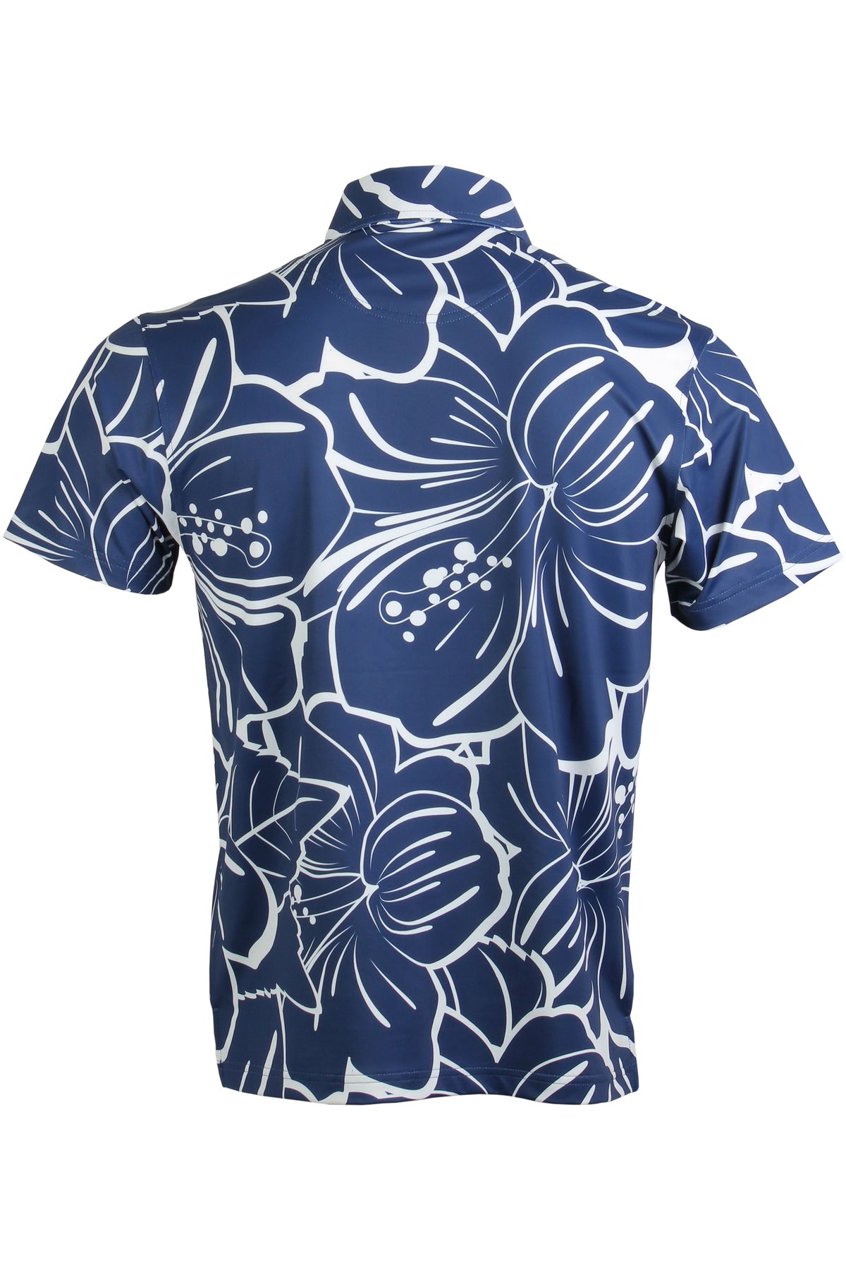 Big Hibiscus-Navy and White Polo