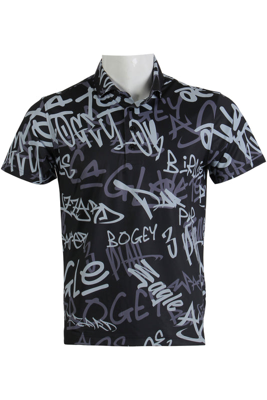 Black Talk Birdie to Me Polo