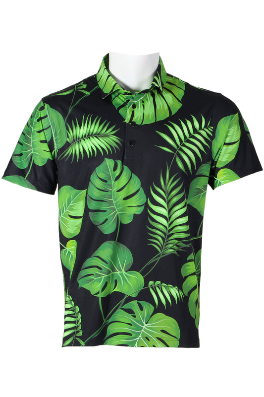 Black and Green Tropical Jungle Polo