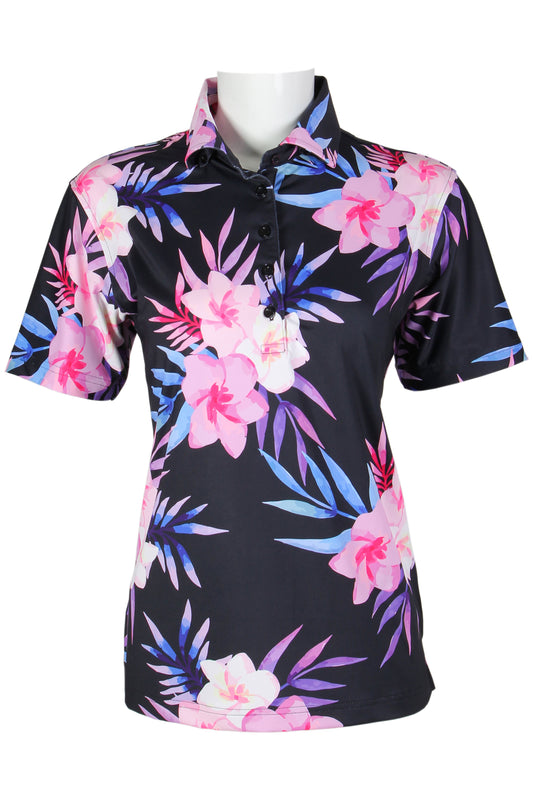 Black Plumeria Polo (Women's)