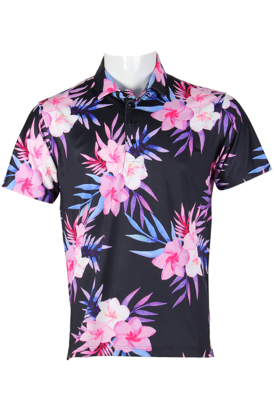 Black Plumeria Polo